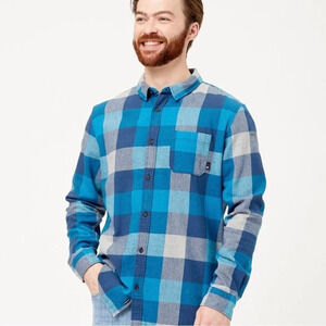 Quicksilver Blue and White Plaid Button Down Shirt Size Medium NWT